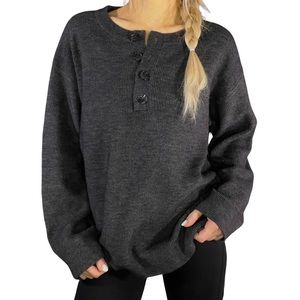NWT Ribbed‎ Oversized Long Sleeve Henley Top